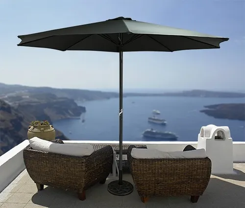 Alu - Landhausschirm anthrazit UV50+ Ø 3,00m - Sonnenschirm mit Kurbelmechanismus, wasserabweisend und UV 50+ Schutz, ideal für entspannte Stunden im Freien.