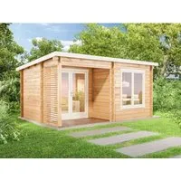 Alpholz Gartenhaus Holz Orkus-44 Petite - Gartenhaus aus nordischer Fichte, 490x350 cm, mit Pultdach und Dreh-Kipp Fenster – ideal für Gartenliebhaber, die zusätzlichen Stauraum oder einen Rückzugsort suchen.