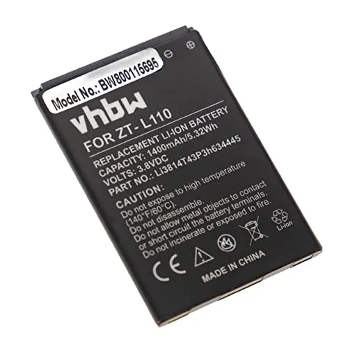 vhbw Akku Ersatz für ZTE Li3814T43P3h634445 für Handy Smartphone Telefon (1400mAh, 3,8V, Li-Ion)