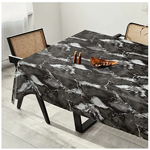Wachstuchtischdecke Wachstuch Tischdecke abwaschbar Wachstischdecke Plastik-Tischdecken Glatt 120x140cm Schnittkante Marmor Dunkelgrau