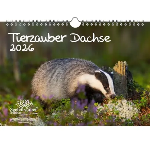 Tierzauber Dachse DIN A4 Kalender für 2026 Wald Natur Baum - Seelenzauber