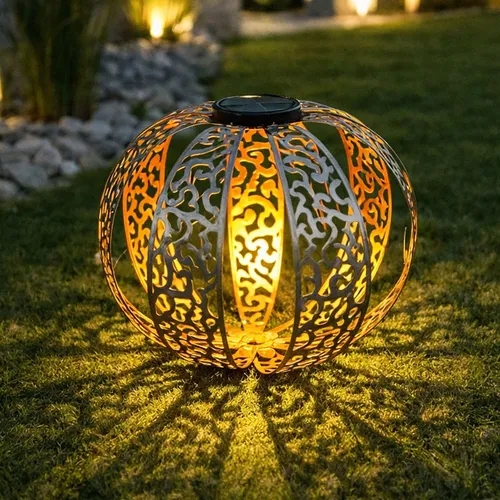 Globo Lighting Solarleuchte Metall silberfarben, LED - Lampen - Runde Solarlampe mit IP44 Schutz, ideal für stimmungsvolle Gartenbeleuchtung und warmweißem Licht für einladendes Ambiente.