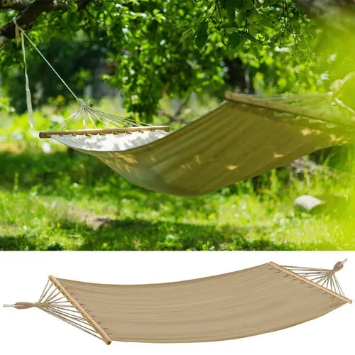 Design Hänge Matte Garten Camping Holz Liege Grundstück Relax Stuhl Möbel beige