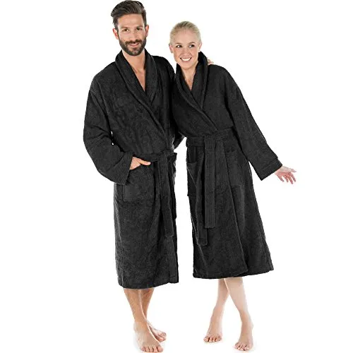 CelinaTex S-XXXL Bademantel Schalkragen Uni lang aufgesetzte Taschen Damen Herren Unisex warm Frottee Baumwolle Oeko-TEX Oregon