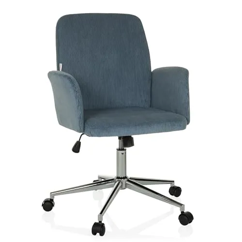hjh OFFICE SOLAO Taubenblauer Drehstuhl mit Cord-Optik in blau von hjh Office