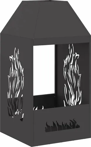 vidaXL Feuerstelle Schwarz 50x50x100 cm - Moderne Feuerstelle aus robustem, rostbeständigem Stahl für gemütliche Abende im Freien. Mit großer Feuerkammer für längere Brennzeiten, ideal für Balkon, Garten oder Terrasse.