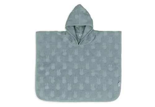 Jollein Badeponcho Frottee Miffy Jacquard Sea Green - Kapuzen-Badeponcho aus 100% Baumwolle, perfekt für nach dem Baden und mit niedlichem Miffy-Design in zeitlosem Sea Green.