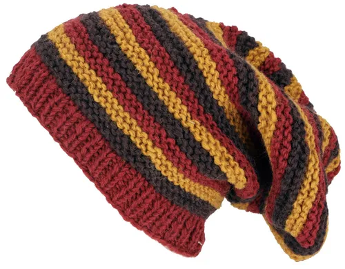 Guru-Shop Strickmütze Beanie Mütze, gestreifte Strickmütze,..