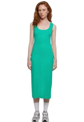 Urban Classics Ladies Rib Top Dress Frauen Langes Kleid grün L 95% Baumwolle, 5% Elasthan Basics