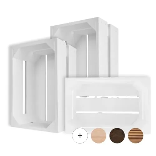 Creative Deco Kleine Holzkiste Weiß 3er Set - Aufbewahrungsbehälter ohne Deckel, aus hochwertigem Kiefernholz, ideal als Deko, Geschenkkorb oder für DIY-Projekte. Perfekte Größe für vielseitige Anwendungsmöglichkeiten.