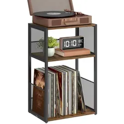 VASAGLE Beistelltisch für Plattenspieler, 3 Etagen in Vintagebraun