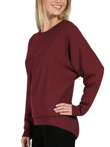 Magadi Sweatshirt Anna aus Naturmaterial in Dunkelrot - Ideal für Yoga: Das Sweatshirt Anna bietet durch die lockere Passform an den Ärmeln optimale Bewegungsfreiheit und einen figurschmeichelnden Schnitt. Hergestellt aus nachhaltigen Materialien, ist es bequem und pflegeleicht.