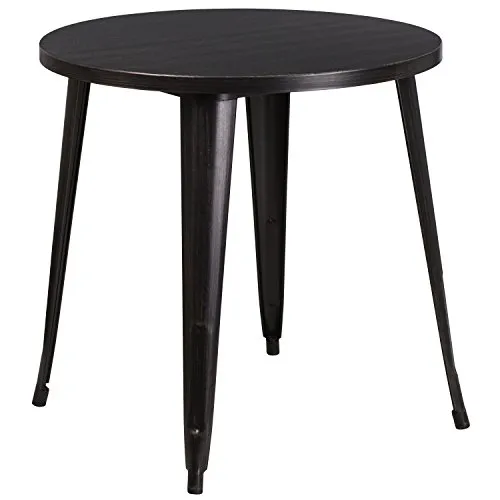 Flash Furniture Jeffrey Tisch für Innen- und Außenbereich, 76,2 cm, rund, Schwarz-Antik-Gold-Metall, für den Innen- und Außenbereich