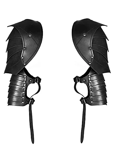 Andracor - Elegante Schuppen Schulterplatten - Extrem robuste Leder Rüstung – Schwarz - Zubehör LARP Mittelalter Wikinger & Schaukampf