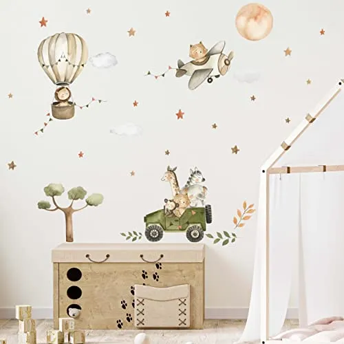 WANDKIND Safari Tiere Afrika Wandtattoo | handgezeichnete Dschungelwelt für Kinderzimmer - Gestalten Sie das Kinderzimmer mit unserem handgezeichneten Safari Wandtattoo. Einfach anzubringen, geruchlos und mit kinderfreundlichen Materialien für ein kreatives Ambiente.