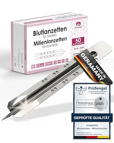 50x Einweglanzette, Kosmetex Milienlanzette, Blutlanzette, sterile Stainless Steel Lanzette