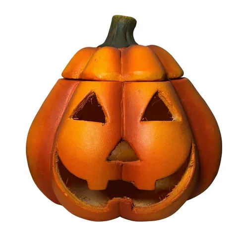 Großer Kürbis Windlicht aus Keramik - Dekoration Halloween, Herbst - Türkürbis