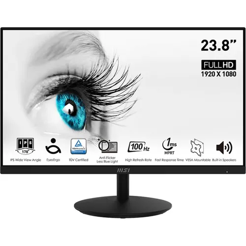 MSI PRO MP242ADE Monitor 60cm (23,8 Zoll) - Full HD IPS Monitor mit 178° Betrachtungswinkel, ideal für professionelle Anwendungen und farbgenaue Arbeiten.