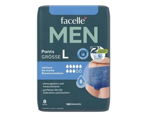 facelle Inkontinenz-Pants MEN Pants, 8, L, Wäschegröße: 8-9 Herren Gr., 8-St., Saugstärke: 8