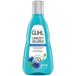 Guhl Langzeit Volumen Shampoo 50 ml - Shampoo für kräftiges und voluminöses Haar, mit 92% natürlichen Inhaltsstoffen. Es verbessert die Haarstruktur und sorgt für lebendigen Glanz.