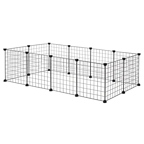 EUGAD Kleintierkäfig - Freigehege für Welpen, Schwarz - Käfige für Indoor-Nutzung, einfach montierbar mit mitgeliefertem Zubehör, ideal für sichere Auslaufmöglichkeiten von Welpen und Kleintieren.