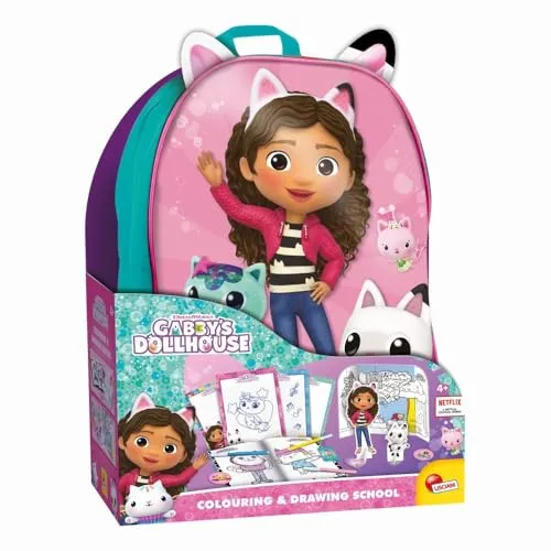 Lisciani Gabby's Dollhouse Schulrucksack - Kreativset für Kinder - Bastelset für Kinder ab 4 Jahren, enthält alles zum Zeichnen und Malen, fördert Kreativität und motorische Fähigkeiten.