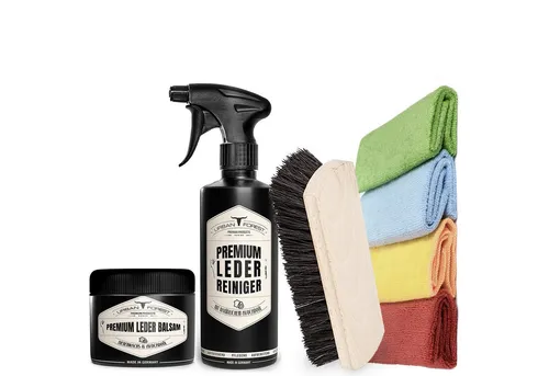 URBAN FOREST Lederreiniger 500ml +Leder Balsam +4 Mikrofasertücher +Polsterbürste Lederpflegeset (4 St), 250ml, 500ml