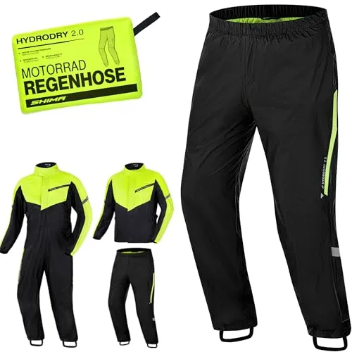 SHIMA HYDRODRY 2.0 Motorrad Regenbekleidung Hose - Funktionsjacken - Wasserdichte Hose mit 10.000 mm H2O und reflektierenden Paneelen für optimale Sichtbarkeit und Sicherheit bei Regenfahrten.