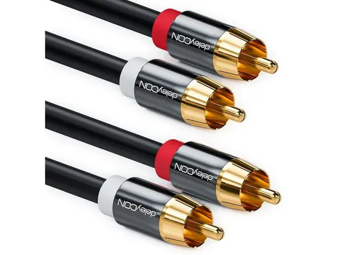 deleyCON deleyCON HQ Cinch Kabel [12,5m] - 2x RCA Cinch Stecker zu 2x RCA Audio- & Video-Kabel
