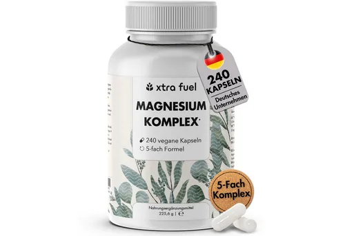 XTRA FUEL Magnesium Komplex* - 5‑fach Formel mit 400mg elementarem Magnesium Kapsel, 225,6 g