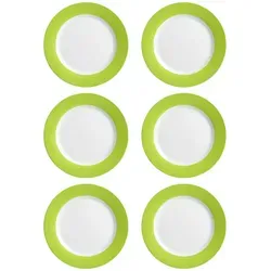 Ritzenhoff & Breker DOPPIO Speiseteller 27 cm 6er Set - Grün - Teller-Set aus hochwertigem Porzellan mit farbigem Dekor, spülmaschinengeeignet und perfekt für festliche Anlässe oder den täglichen Gebrauch.