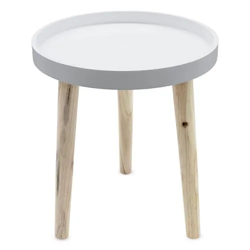 Spetebo Deko Holz Tisch 36x30 cm - weiß - Kleiner Beistelltisch Couchtisch Sofatisch