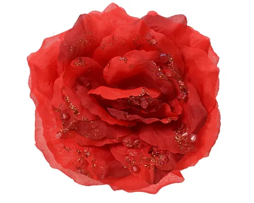 Kunstblume, Kaemingk, Kunstblumen Rose auf Clip 14cm rot