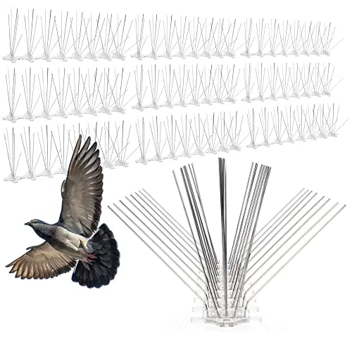 com-four® 3,2 Meter Premium Taubenabwehr Spikes 5-reihig, Edelstahl 304 Rostfrei und Langlebig, 10 x 32 cm fertig montiert, teilbar, Vogelabwehr, Vogelschreck, Taubenschutz