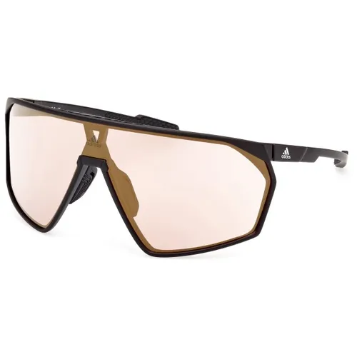 Adidas SP0073 Herren-Sonnenbrille - Sportbrillen mit schwarzem Acetat-Gestell und braunem Spiegelglas, ideal für sportliche Aktivitäten und UV-Schutz.
