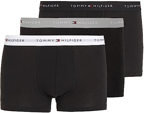 Tommy Hilfiger Herren Boxershorts Trunks, Mehrfarbig (Grey Heather/Black/White), L - Retroshorts für Herren aus 74% Bio-Baumwolle, mit elastischem Taillenbund für optimalen Tragekomfort und zeitlosem Design – perfekt für jeden Anlass.