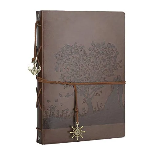 AIOR Hochzeit Fotoalbum zum Selbstgestalten, Leder Scrapbook Album Groß, Vintage Fotobuch Gästebuch Fotoalben Schwarze Seiten, Pärchen Jahrestag Geschenk für Sie, Liebesbaum