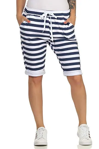 CLEO STYLE Kurze Damen Bermuda, leichte luftige Hose für den Sommer, kurzer Jogger für Freizeit und Strand 921 (34-40, Modell 3)