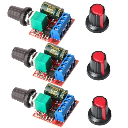 Gebildet 3Stücke PWM Motor-Drehzahlsteller, DC 5V-35V 5A Einstellbarer Reversible, DC 6V 12V 24V 35V Variabler Spannungsregler Dimmer-Regler Schalten, mit LED-Anzeige und Schalterfunktion