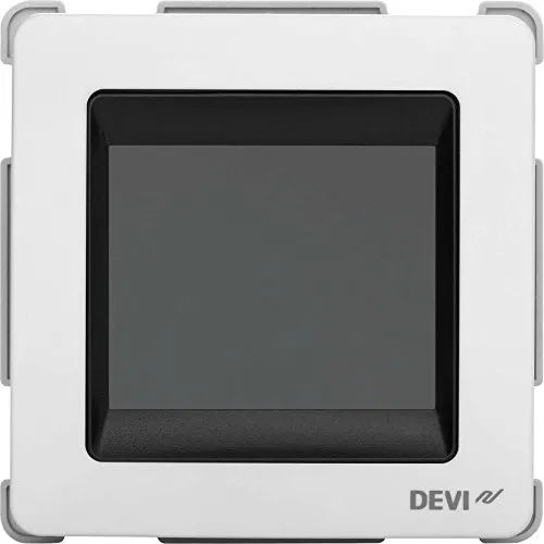Devi UP-Uhrenthermostat devireg Touch o.Rahm - Fußbodenheizung Thermostat mit Touchscreen, ermöglicht präzise Steuerung der Raumtemperatur für optimalen Komfort und Energieeffizienz.