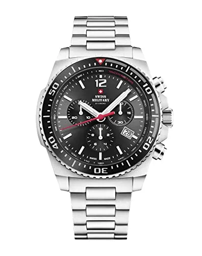 Swiss Military SM34093.01 Sport Chronograph Herrenuhr 45mm - Armbanduhren: Sportliche Herrenuhr mit 10 ATM Wasserdichtigkeit und elegantem Edelstahl-Gehäuse für aktive Männer.