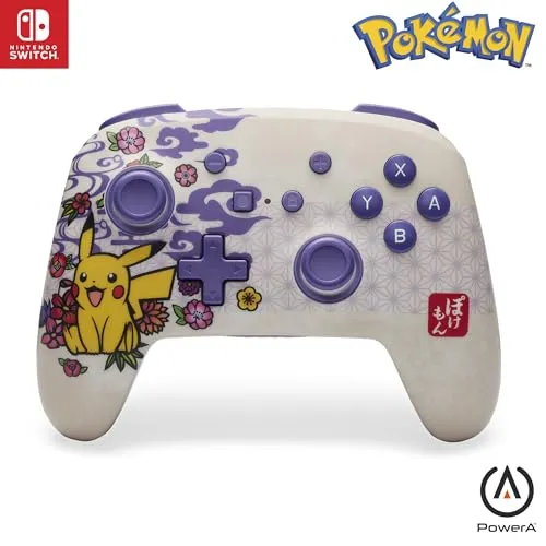 Gaming Controller Powera Pikachu - Gaming-Zubehör mit kabelloser Bluetooth 5.0 Verbindung und bis zu 30 Stunden Spielzeit, ideal für leidenschaftliche Gamer.