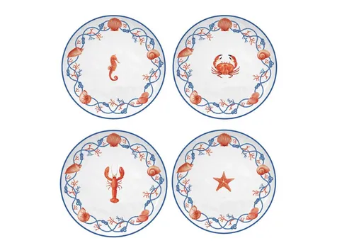 EasyLife Frühstücksteller Cote de Mer, Spülmaschinengeeignet - Reinigungsmittel für die einfache Pflege, mehrfarbiges Meeresküstenmotiv, ideal für den täglichen Gebrauch mit 21 cm Durchmesser.