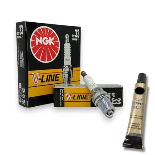 4x Zündkerzen VLine passt für Opel Corsa D 1.2 80PS / 1.4 90PS 2006-2009 + Kupferfett