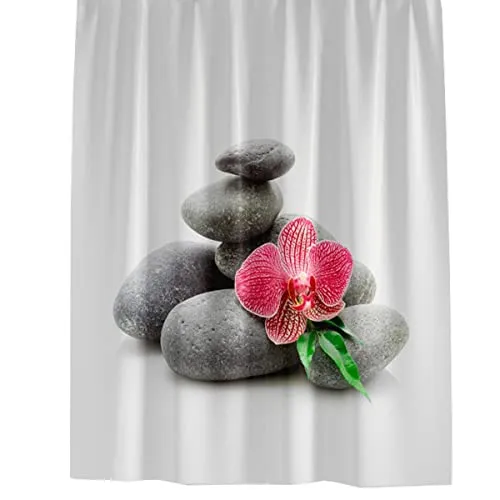 Ekershop Digitaldruck Duschvorhang SPA Relax 120x200cm - Duschvorhang im modernen SPA Relax Design, wasserabweisend, pflegeleicht und maschinenwaschbar bis 30°C. Ideal für ein entspannendes Badezimmerambiente!
