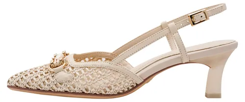 Tamaris Damen Sling Pump mit Stilettoabsatz, beige, 40 EU - Elegante Sling Pumps mit 5,5 cm Stilettoabsatz für besondere Anlässe. Die TOUCH-IT Technologie sorgt für individuellen Komfort und eine perfekte Passform. Ideal für einen stilvollen Auftritt.