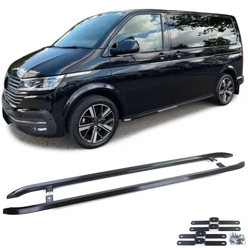Trittbretter Seitenrohre Edelstahl Schwarz für VW T5 T6 T6.1 kurzer Radstand