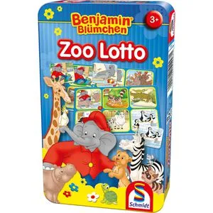 Schmidt-Spiele Kartenspiel 51447 Benjamin Blümchen, Zoo Lotto, ab 3 Jahre, Metalldose, 1-4 Spieler