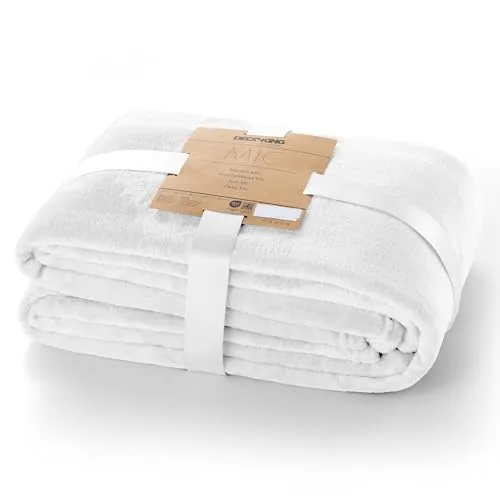 DecoKing Kuscheldecke 70x150 cm Elfenbein Decke Microfaser Tagesdecke Fleece weich sanft kuschelig Ivory Mic