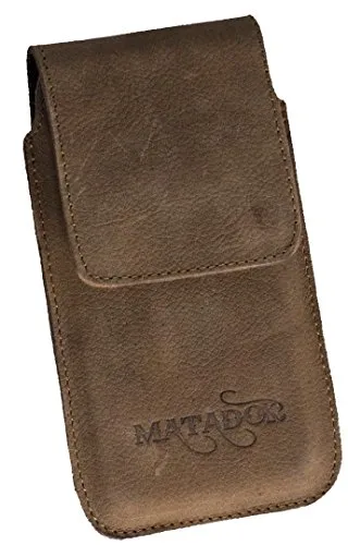 MATADOR Gürteltasche kompatibel mit iPhone 6 / 6s / SE (2020/2022) Ledertasche Echt Leder Hülle Case Magnet Clip Schlaufe Tabacco Braun